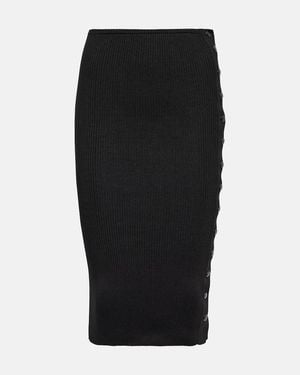 Petar Petrov Finn Ribbed-Knit Silk Pencil Skirt - Black