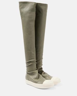 Rick Owens Stockings Over-The-Knee Leather Sneakers - Green