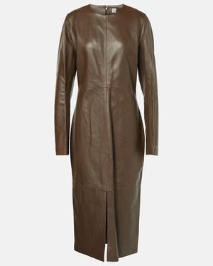 TOTEME Paneled Leather Midi Dress - Brown
