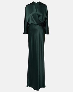 The Sei Silk Satin Wrap Gown - Green