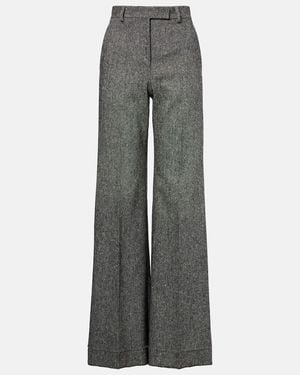 Valentino High-Rise Wool-Blend Wide-Leg Trousers - Grey