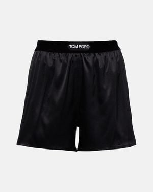 Tom Ford Silk-Blend Shorts - Black