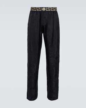 Versace Barocco Silk Twill Pyjama Bottoms - Blue