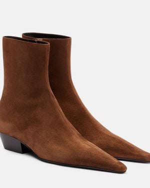 Saint Laurent Jill 30 Suede Ankle Boots - Brown