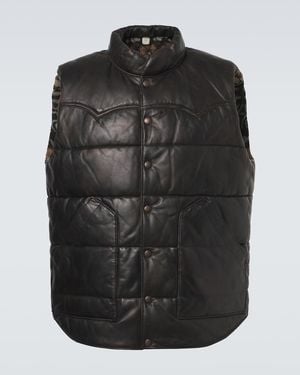 RRL Chaleco Reversible Acolchado De Piel - Negro