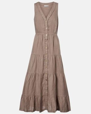 Heidi Klein Zakynthos Tiered Linen Midi Dress - Brown