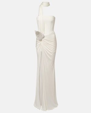 David Koma Vestido Bustier De Fiesta Adornado - Blanco