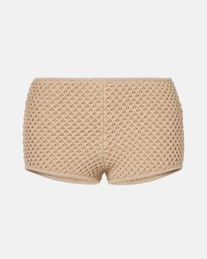 Elie Saab Crochet Cotton-Blend Shorts - Natural