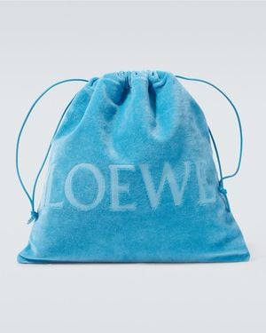 Loewe Paula's Ibiza Medium Logo Terry Pouch - Blue