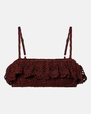Anna Kosturova Crochet Cotton Bra Top - Brown