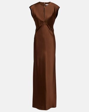 Veronica Beard Nelzy Silk-Blend Satin Maxi Dress - Brown