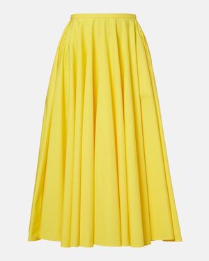 Givenchy Pleated Cotton Midi Skirt - Yellow