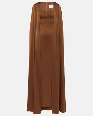 Alex Perry Caped Satin Gown - Brown