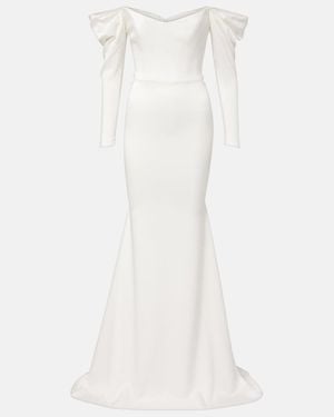 Alex Perry Bridal Off-Shoulder Crepe Satin Bustier Gown - White