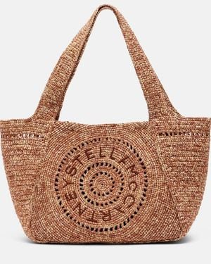 Stella McCartney Logo Raffia Tote Bag - Brown