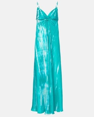 Anna Kosturova Silk Maxi Dress - Blue