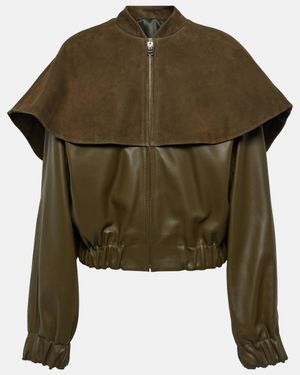 JW Anderson Suede-Trimmed Leather Bomber Jacket - Green