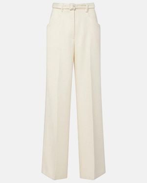 Gabriela Hearst Norman Belted Silk And Wool Wide-Leg Trousers - White