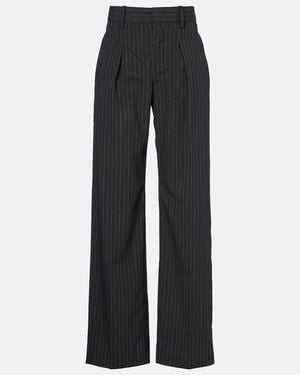 Isabel Marant Pinstriped Wool-Blend Straight Trousers - Blue