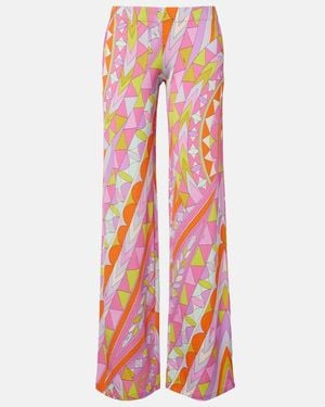 PUCCI Manuba Jersey Satin Wide-Leg Trousers - Red