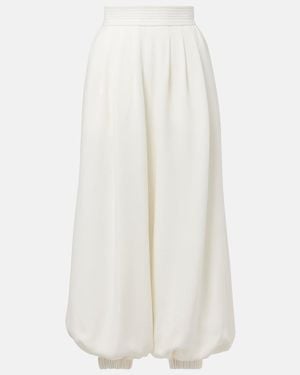 Valentino Cady Couture Silk Wide-Leg Pants - White