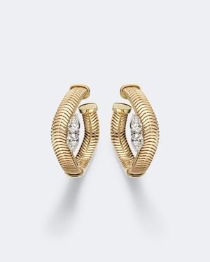 Nikos Koulis Feelings 18Kt Hoop Earrings With Diamonds - Metallic