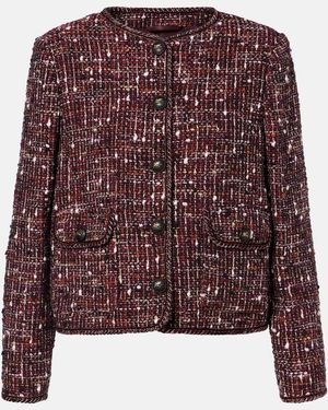 Etro Cropped Cotton-Blend Boucle Jacket - Purple