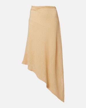 Victoria Beckham Knitted Asymmetric Cotton-Blend Midi Skirt - Natural