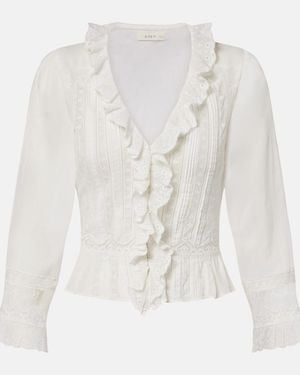 Doen Eldoris Ruffled Cotton Blouse - White