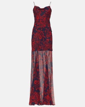 Dries Van Noten Printed Silk Georgette Maxi Dress - Purple