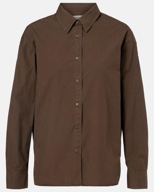 Nili Lotan Amante Cotton Poplin Shirt - Brown