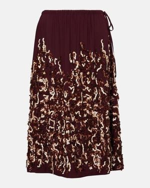 Dries Van Noten Sequined Silk Midi Skirt - Purple