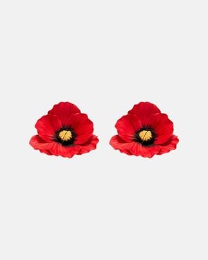 Jennifer Behr Demetria Floral Earrings - Red
