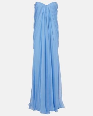 McQueen Silk Bustier Gown - Blue
