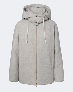 Moncler Veste Doudoune Vivante En Laine Et Cachemire - Gris