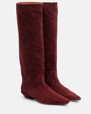 Paris Texas Bettina 25 Suede Knee-High Boots - Red