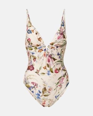 Zimmermann Patience Floral Gathered Swimsuit - White