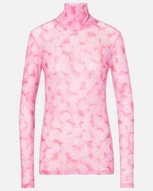 Dries Van Noten Printed High-Neck Jersey Top - Pink