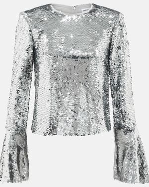 Self-Portrait Sequined Top - Grey
