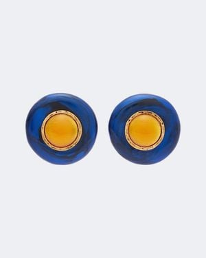 Saint Laurent Embellished Clip-On Earrings - Blue
