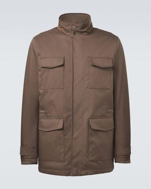 Kiton Suede-Trimmed Technical Jacket - Brown