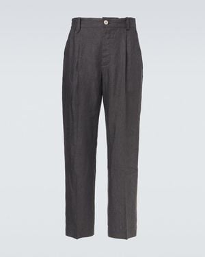 Jacquemus Linen Straight Pants - Gray