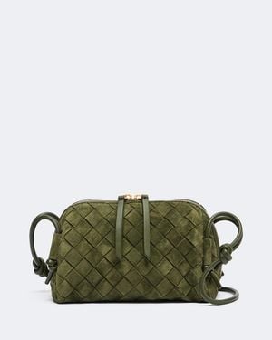 Bottega Veneta Concert Intrecciato Mini Suede Crossbody Bag - Green
