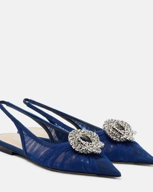 Mach & Mach Galaxy Embellished Slingback Flats - Blue