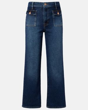 7 For All Mankind Stovepipe Cropped Straight Jeans - Blue