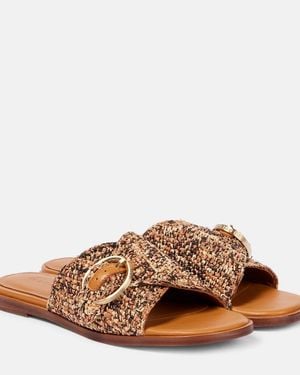 Robert Clergerie Pantoletten Irme Aus Raffiabast - Braun