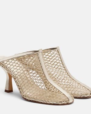 Souliers Martinez Mules Giulia Mit Metallic-Leder - Natur