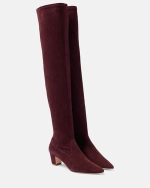 Manolo Blahnik Lupasca Suede Over-The-Knee Boots - Red
