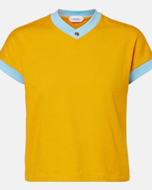 Versace Medusa Cotton-Blend Jersey T-Shirt - Yellow