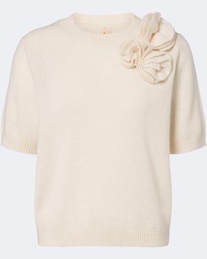Jardin Des Orangers Jersey De Lana Y Cachemir Con Aplique Floral - Neutro